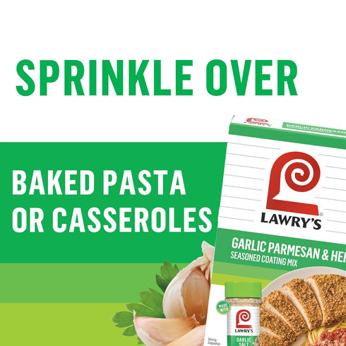 5 oz (Pack 8) Lawrys Seasoned Coating Mix, Garlic Parmesan & Herb, Seasoned Breadcrumbs for Coating, Sprinkling