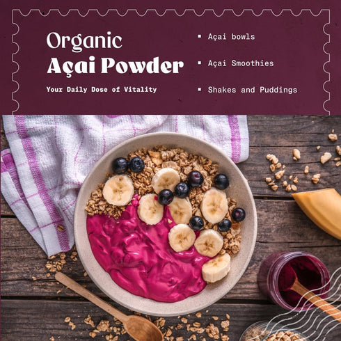 8oz NaturaleBio Organic Acai Powder - Freeze Dried Acai Berry Powder (Freeze Dried) from Brazil - Raw Food from Acai
