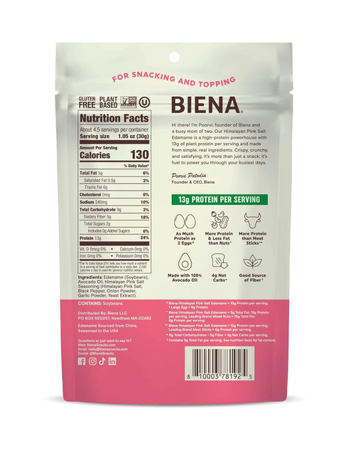Biena Foods 4.75 OZ Himalayan Pink Salt Roasted Edamame