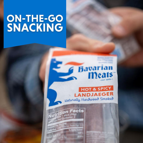 2.75 (Pack 6) Bavarian Meats Hot & Spicy Landjaeger German Style Smoked Sausage Snack Sticks, Ounce