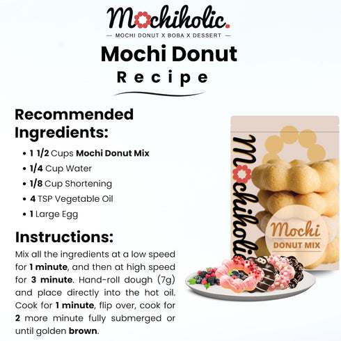 Donut Mix Original Recipe, Mochi Mix, Low-Calorie Rice Flour Snacks, 12 oz Healthy Daily Treats by Mochiholic