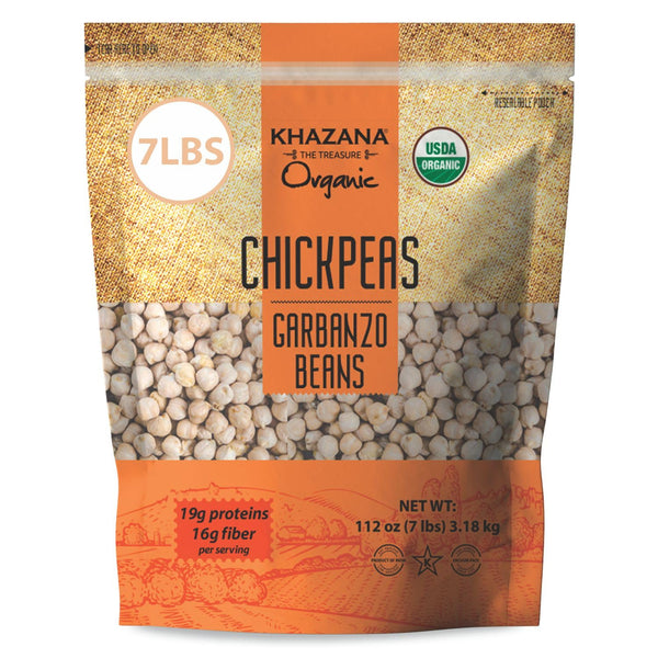 Khazana Organic Chickpeas 7lb - Garbanzo Beans | Non-GMO, Gluten Free &