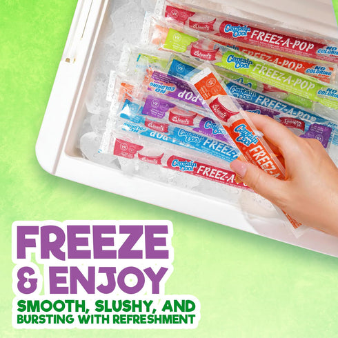 24 Count Pack Frozen Freeze Pops, Ice Pops Bulk of Refreshing Assorted Flavors, Enjoy Dye Free Popsicles and Ready