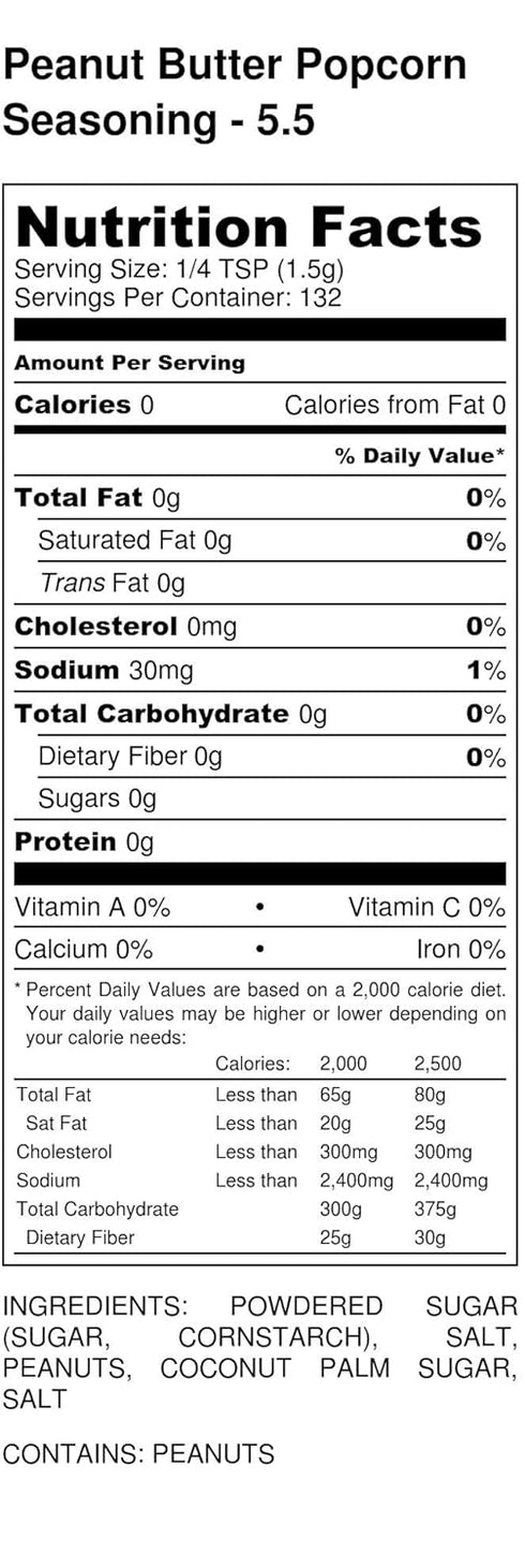 Premium | Peanut Butter Popcorn Seasoning | Large Shaker | Calorie Free | Fat Free | Saturated Fat Free | Cholesterol