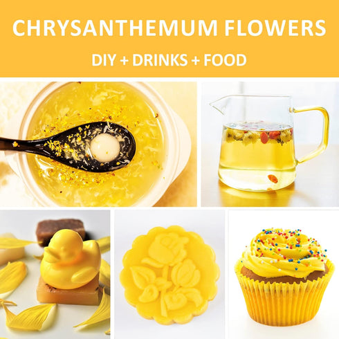 Chrysanthemum Tea, Dried Taiju Bulk Yellow Edible Flowers, Decaffeinated Natural Sweet Herbal Tea, Ideal for Gift, 1.4