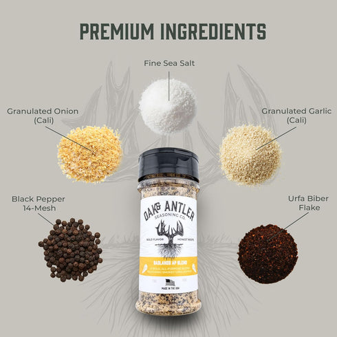 5 Oz Oak & Antler Badlands AP Blend, Small-Batch Seasoning with Sea Salt, Garlic, Onion, Urfa Chili Pepper & Black