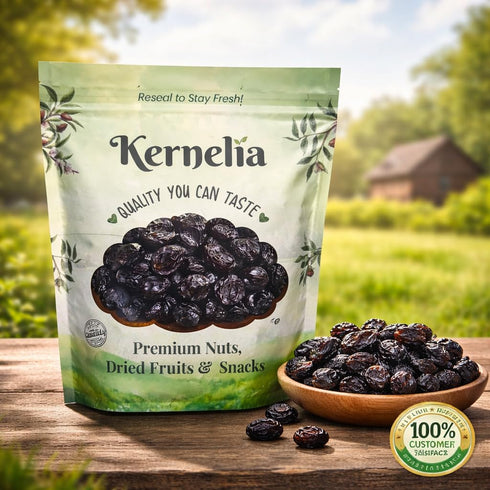 Kernelia Nuts Packed 2 lb Black Raisins Seedless Naturally Dried, Soft Chewy Dried Grapes Snack, Naturally Sweet