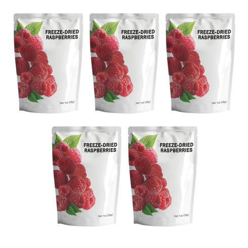 Wise Harvest Freeze-Dried Raspberries Five 1oz Packs | Single Ingredient Snack |