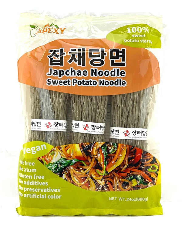 APEXY Sweet Potato Glass Noodles, Japchae Noodles, Korean Vermicelli Pasta, Fat-free and Gluten-free,