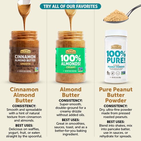 100% Pack (1 Pack 2) Crazy Richard's All-Natural Vegan Creamy & Crunchy Peanuty Butter with No Added Sugar and Non-GMO