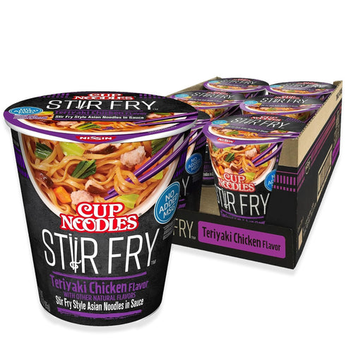 Nissin Cup Noodles Stir Fry Noodles in Sauce, Teriyaki Chicken, 3 Ounce