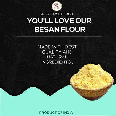 TAJ Gourmet Foods 2-Pounds TAJ Besan Flour | Chick Pea | Gram Flour | Finely Grounded