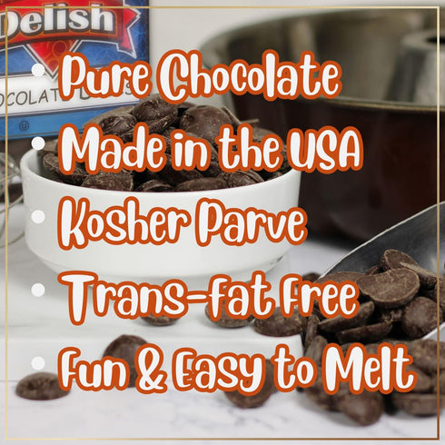 1 Lb Real Chocolate Discs by Its Delish, Bag | Pure Semi Sweet Dark Chocolate Meltables For Baking & Confectionery