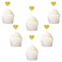 Ercadio Gold Glitter Heart Cupcake Toppers, Sweet Love Theme Cupcake Picks, 40 PCS