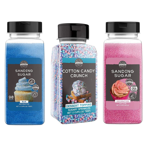 Birch & Meadow Cotton Candy Crunch, Pink and Blue Sanding Sugar Bundle,