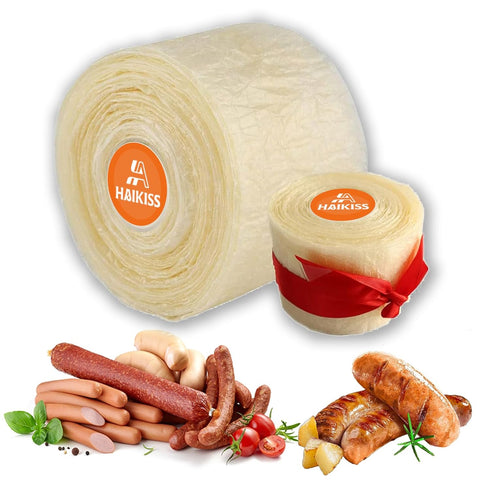 HAIKISS Edible Drying Sausage Casing, Natural Sausage Casings for Flavorous Homemade Sausages,