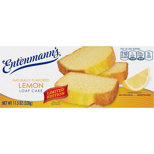 Entenmann's 11.5 oz Lemon Loaf Cake, Loaf Cake, Naturally Flavored, Box