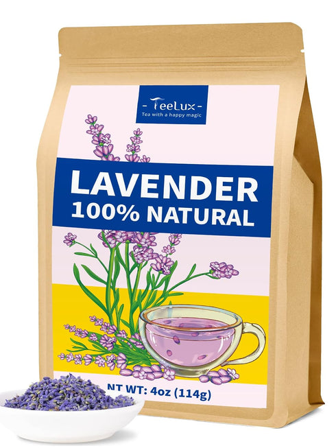 TeeLux Lavender Flowers Tea, Dried Lavender Buds for Drinks, Baking, DIY Beauty,
