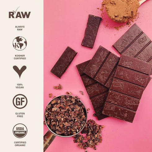 100% 1.1 oz. Rawmio Essential Dark Chocolate Bar - Organic, Raw, Gluten-Free, Cacao (Sugar Free)