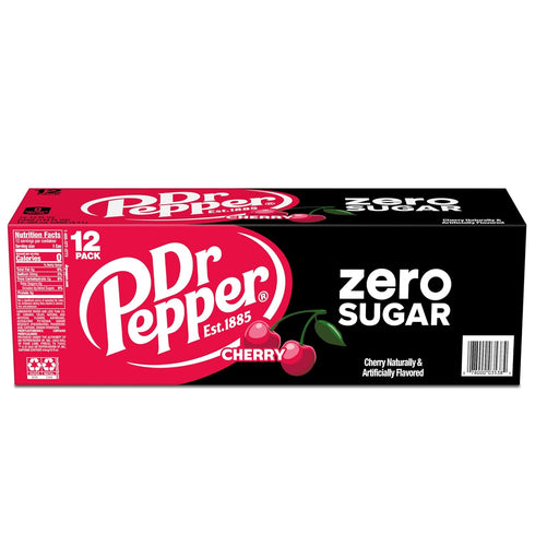 12 oz 12 pack Dr Pepper Cherry Zero Sugar Soda, fl cans