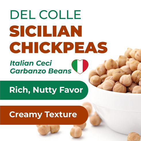 Del Colle 1.1 LB (500 Hummus, (Pack 1) Sicilian Chickpeas, g) Italian Ceci Garbanzo Beans. Perfect for Pasta, Soup