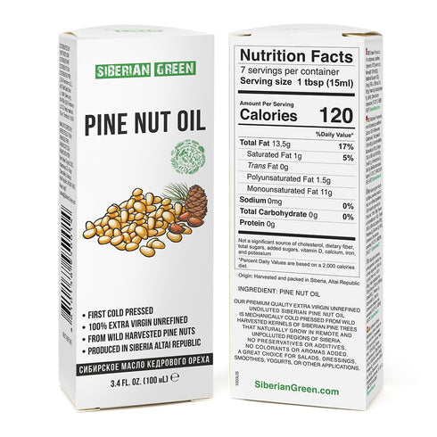 Siberian Pine Nut Oil | 100% Natural Extra Virgin Cold Pressed 100 ml / 3.4 fl oz | Unrefined Raw Vegan