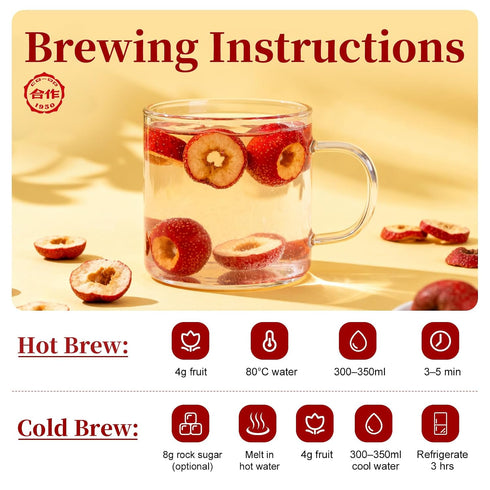 1950 60g, 100% CO-OP Hawthorn Berry Tea, Whole Deseeded Fruit Cut, Thin Skin & Thick Flesh, Natural Tart-Sweet Flavor