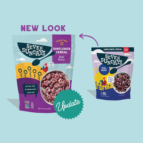 8 Oz (Pack 3), 5g 0g Seven Sundays Sunflower Cereal, Real Berry, Bag of Grain & Gluten Free, Upcycled Protein, Refined