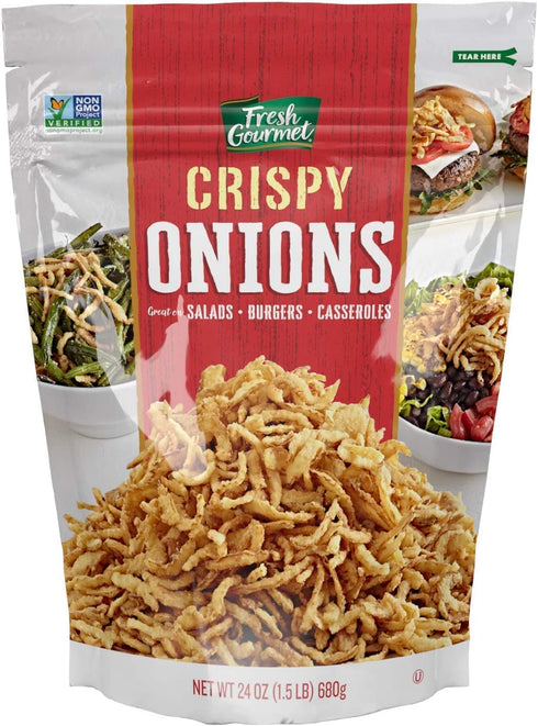 24 (Pack 2) Fresh Gourmet Crispy Onions Snack and Salad Topper, Ounce