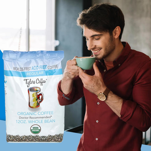 12 oz Tylers Arabica Whole Coffee Beans - USDA Organic Medium Roast Coffee Single Origin, Gentle & Smooth Balanced