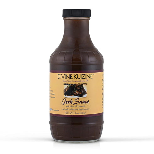 Divine Kuizine Jerk Sauce| Jamican BBQ Glaze| Seasoning| Hot Spice BBQ16 oz|