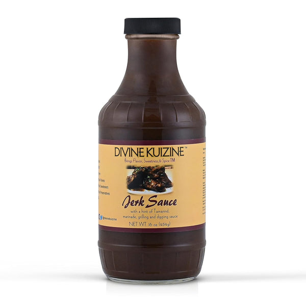 Divine Kuizine Jerk Sauce| Jamican BBQ Glaze| Seasoning| Hot Spice BBQ16 oz|
