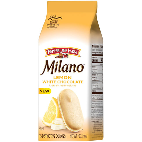 7 Oz Pepperidge Farm Milano White Chocolate Lemon Flavored Cookies, Bag