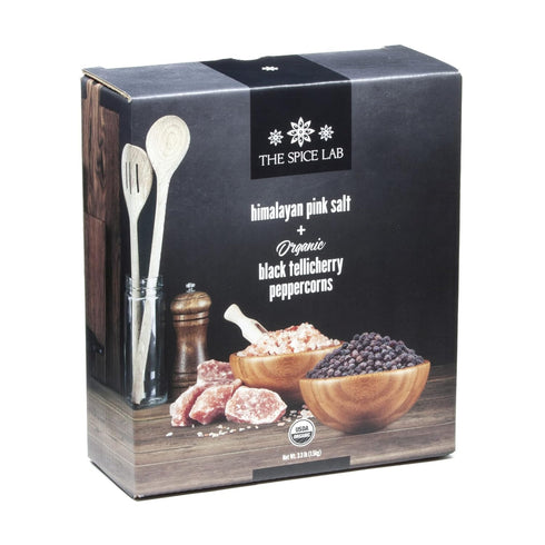 2.2 18oz Pack The Spice Lab Pink Himalayan Salt Coarse Pound Tub & USDA Organic Tellicherry Peppercorns Tub - Combo