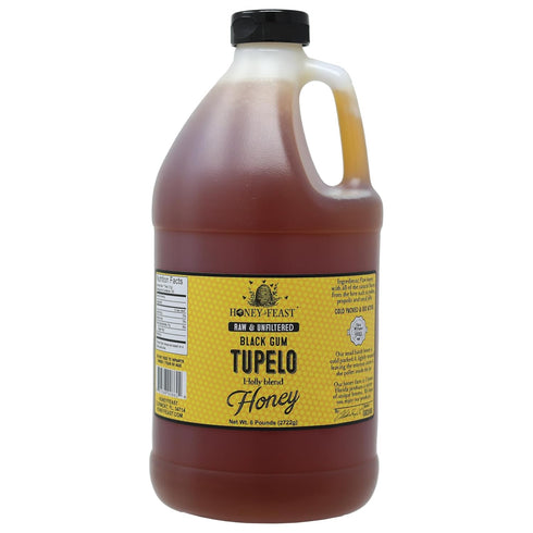 HONEY FEAST 6 Pounds Black GumTupelo Honey - Authentic Raw Florida Blend,