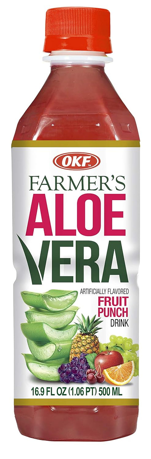 OKF Farmer's Aloe Vera Drink, Fruit Punch, 16.9 Fluid Ounce (Pack of