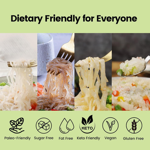 Pack 10 Packs, Hethstia Konjac Noodles Variety Keto, Vegan, Gluten-Free, Sugar-Free, Low Calorie, Low Carb, Shirataki