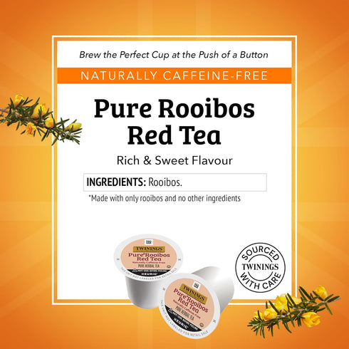 Twinings Pure Rooibos Red Tea K-Cup Pods, 24 Count (Pack of 1), Naturally Caffeine-Free, Enjoy Hot or Iced