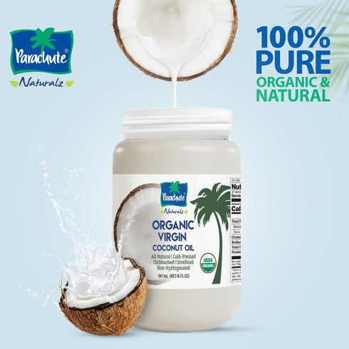 49 oz "Parachute Naturalz Organic Virgin Coconut Oil | Cooking Oil, Hair Oil, Body Oil & Oil Pulling | Cold Pressed |