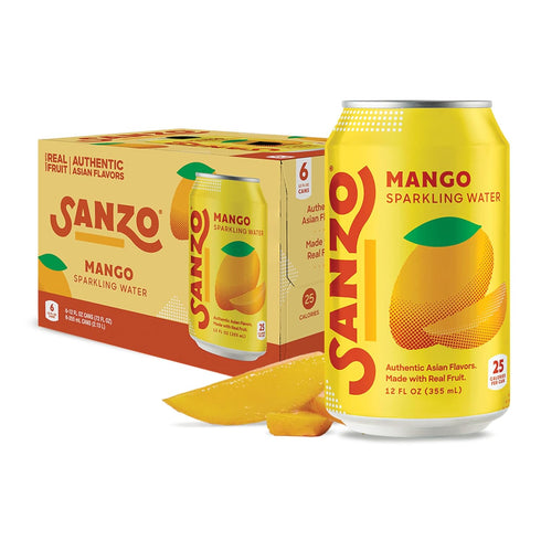 Sanzo Flavored Sparkling Water - Mango Seltzer - Low Calorie Low Sugar