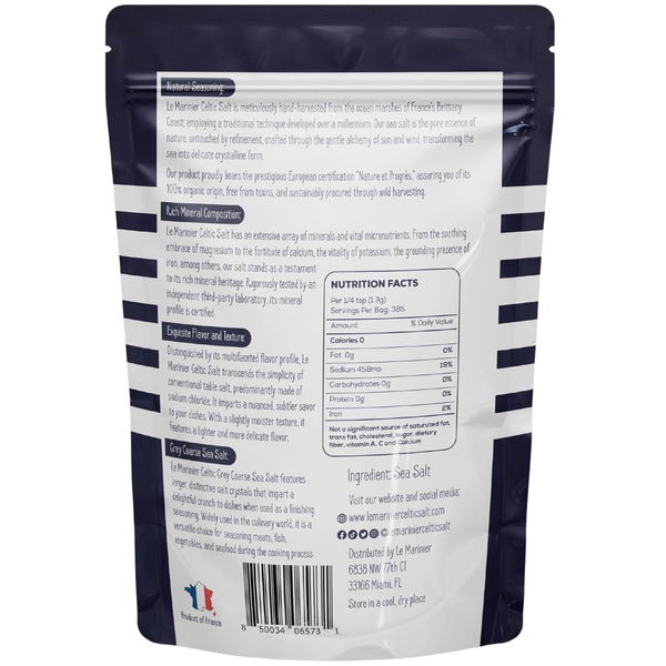 1.1lb 18oz. 100% (1.1lb Le Marinier Celtic Salt Organic Grey Coarse, - Mineral Rich Natural and Unrefined French Sea