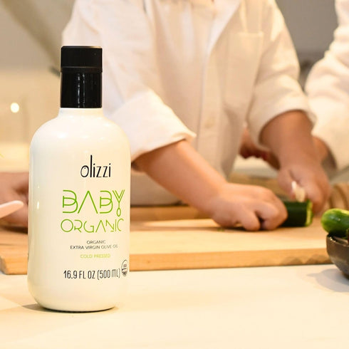 16.9 OZ (500 ML) Olive Oil for Baby Food - Olizzi Baby Organic Extra Virgin Olive Oil, Cold Pressed, USDA Organic