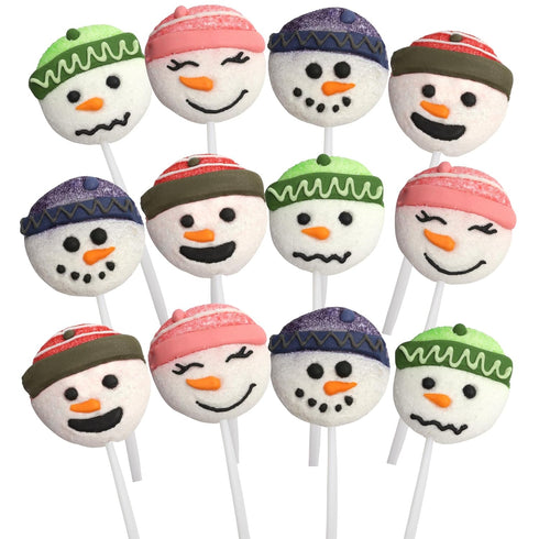 Gummy (Pack 12) Sweetzo Snowman Jelly Lollipops, Individually Wrapped Christmas Candy, Holiday Stocking Stuffers