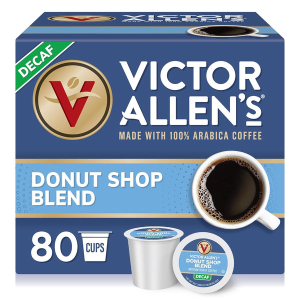 Victor Allen's Coffee Decaf Donut Shop Blend, Medium Roast, 80 Count, Single