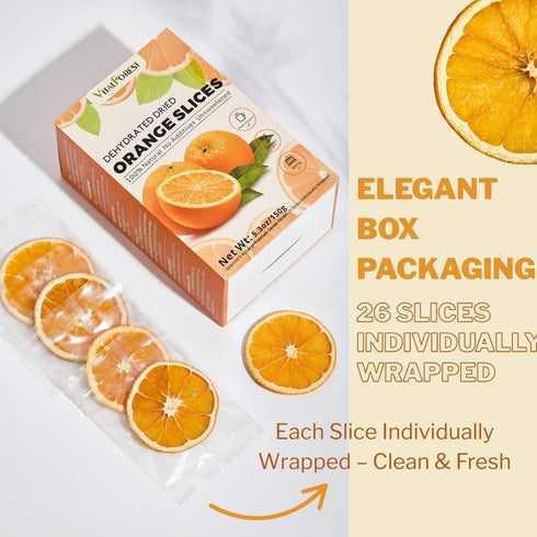 5.29oz 6g 7cm 26 Dried Orange Slices for Cocktails Dehydrated Orange Slices, Large Center-Cut Dried Citrus Slice