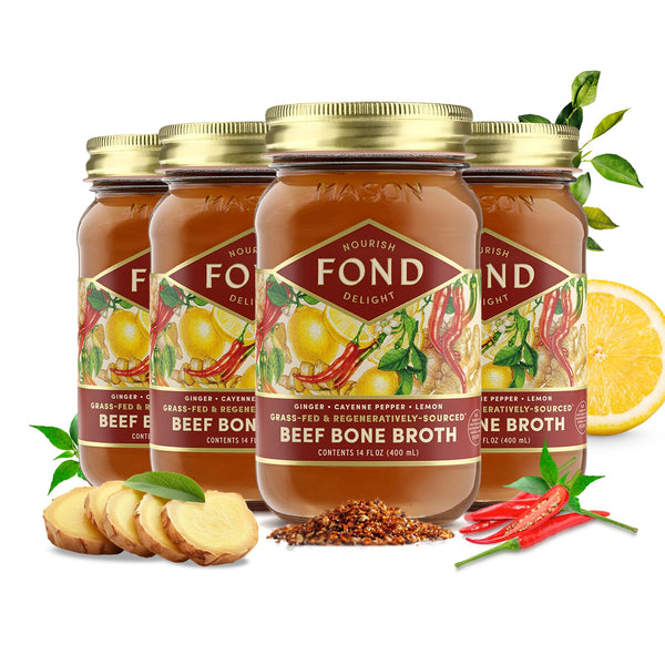 FOND Regenerative Grass Fed Beef Bone Broth Infused with Organic Ginger &