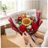 Ginwrek Crochet Flowers Crochet Flower Bouquet Knitted Roses & Tulips, Long-Lasting Bouquet of Flowers for Birthday