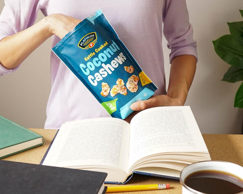 Platinum 13 oz Kettle Cooked Coconut Cashews - Plant Based Protein, Fiber, Healthy Snack - Wholesome Nutritional Boost