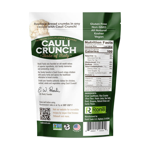 Breadrucmbs, 2-PACK, Cauli Crunch | Italian Cauliflower Gluten Free Bread Crumbs Italian Bread-Free Certified Gluten
