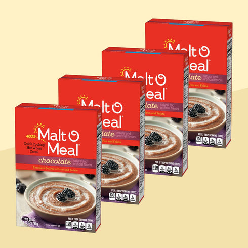 28 (Pack 4) Chocolate Malt-O-Meal, Quick Cooking Hot Breakfast Cereal, Ounce Box